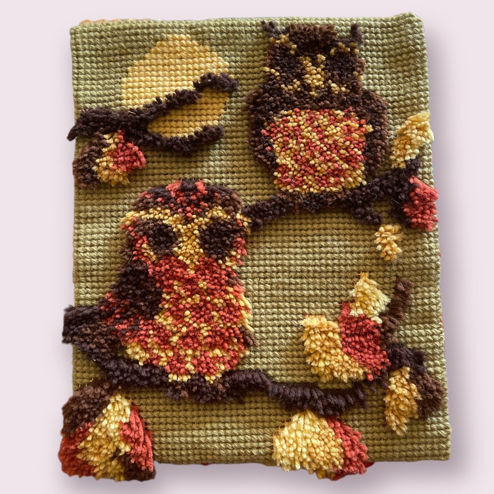 Vintage Owl Latch Hook Tapestry